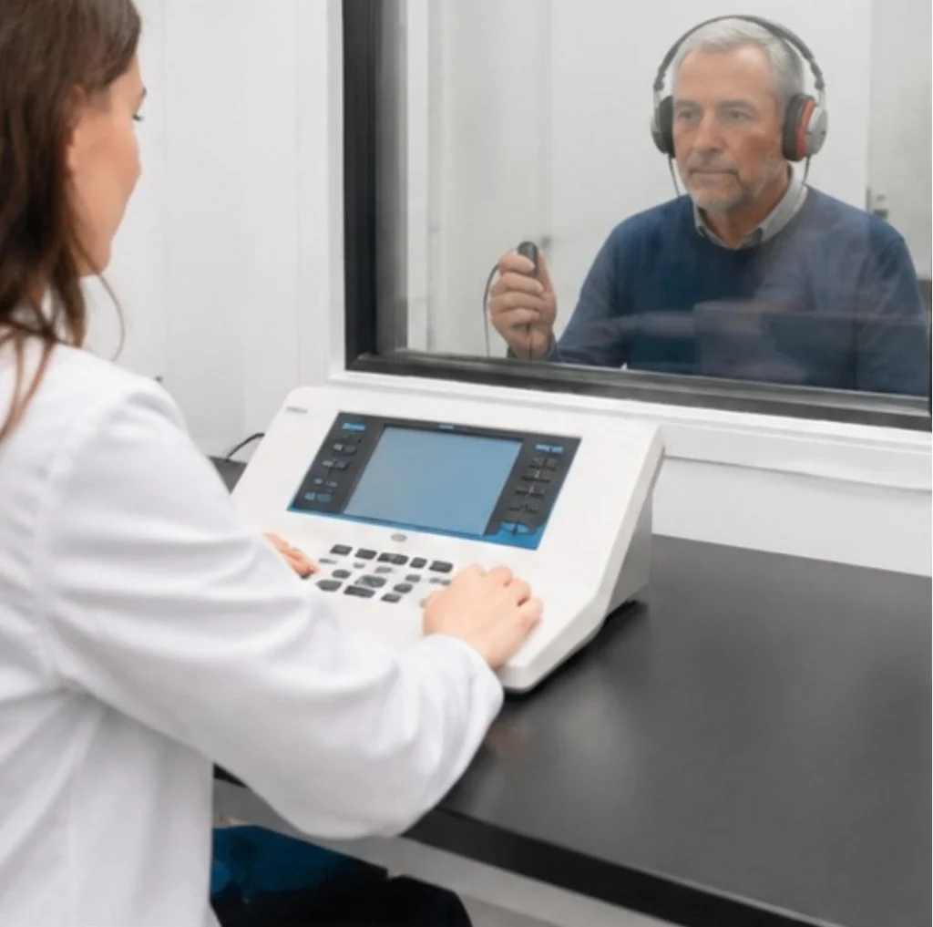 homme faisant un audiogramme
