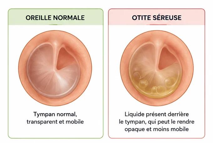 comparaison oreille normale et otite séreuse